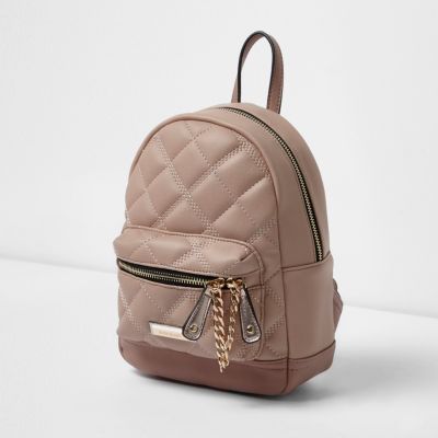 Pink mini quilted backpack